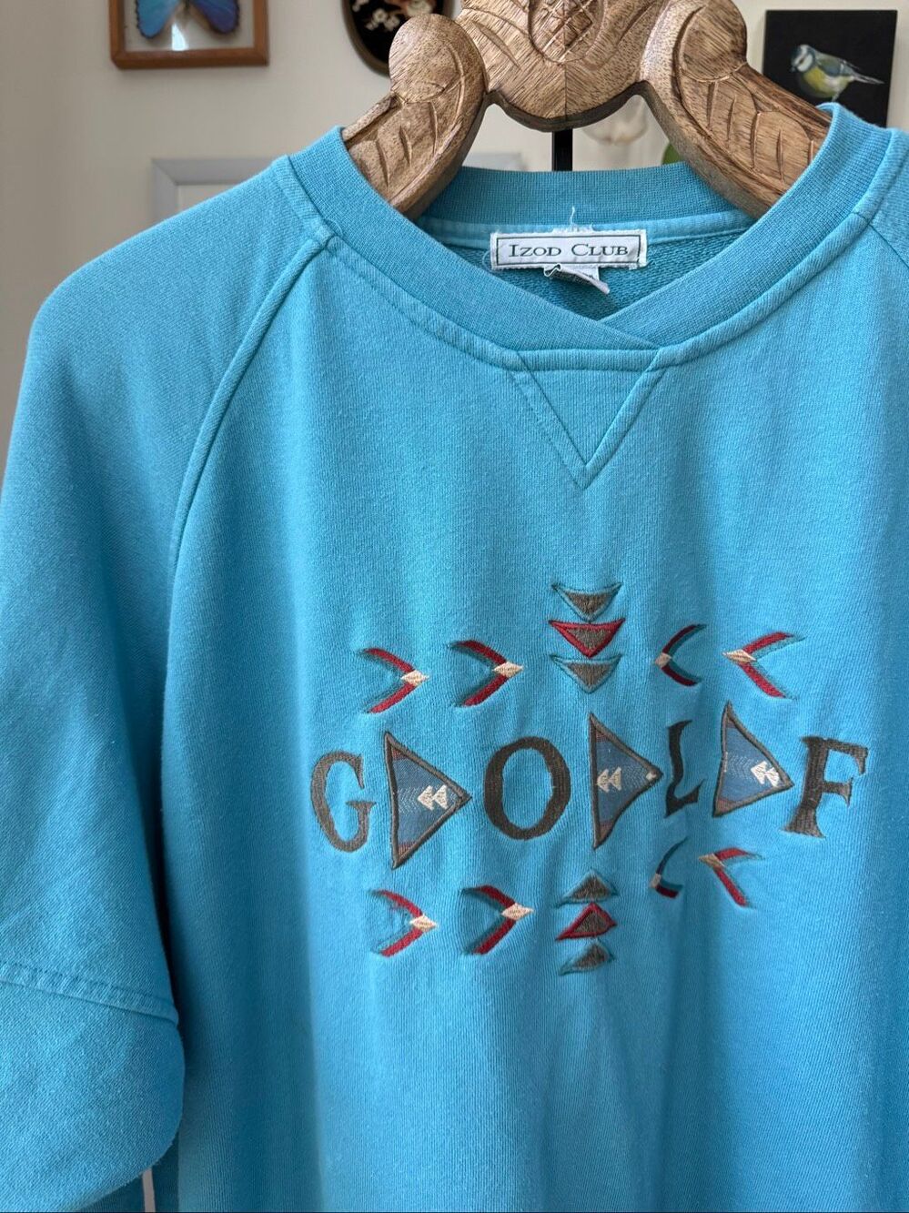 Vintage 90s Izod Club Teal Turquoise Embroidered Golf Oversized Sweatshirt L